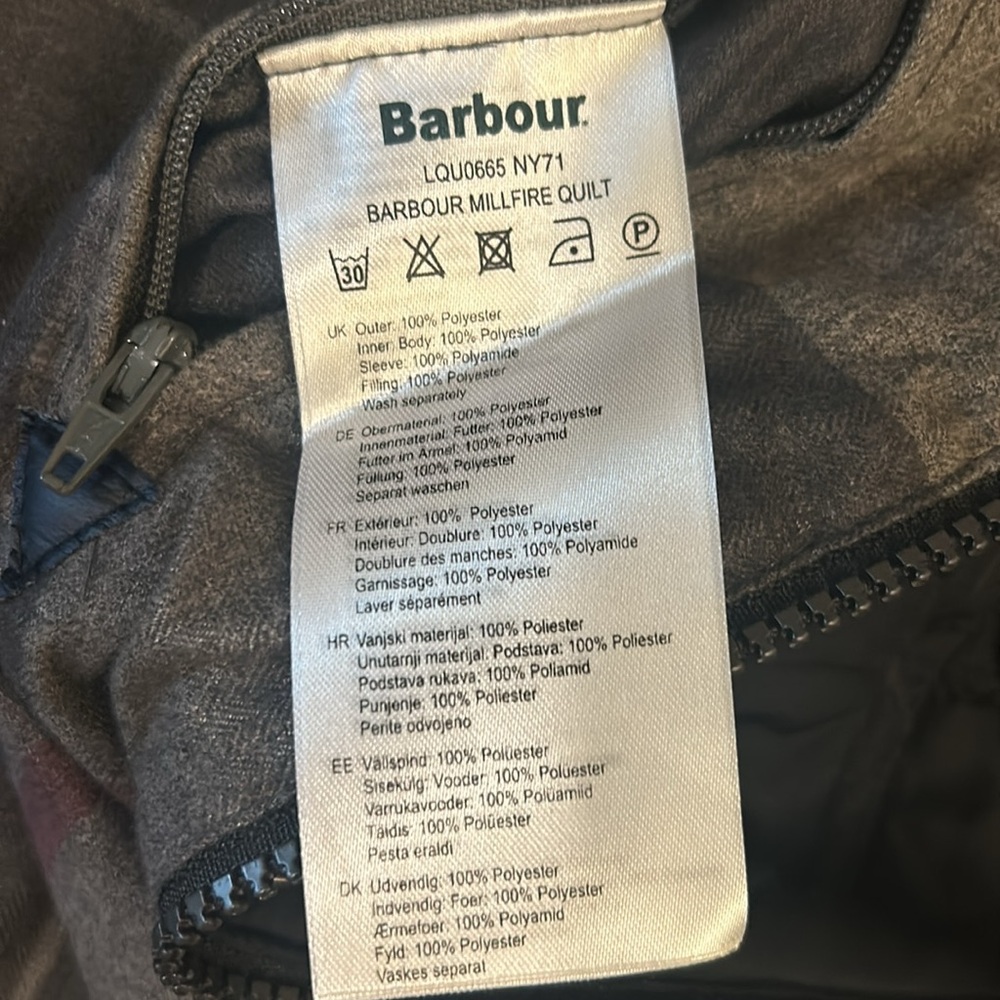 Barbour Black Quilted Jacket Winter Tartan Women’s Size 6 - Picture 14 of 14